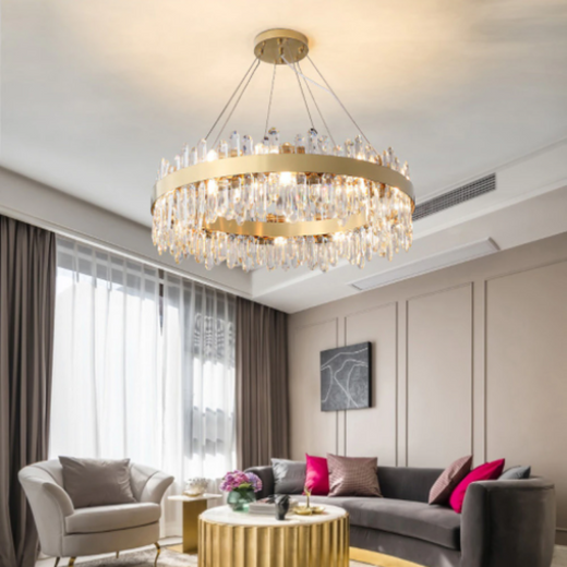 Lustre suspendu au charme unique en acier et cristal