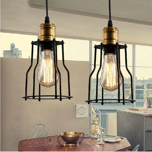 Lampe suspendue industrielle en fer au design rétro