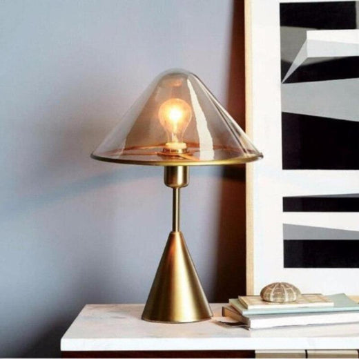 Lampe de chevet style rétro et abat-jour en verre