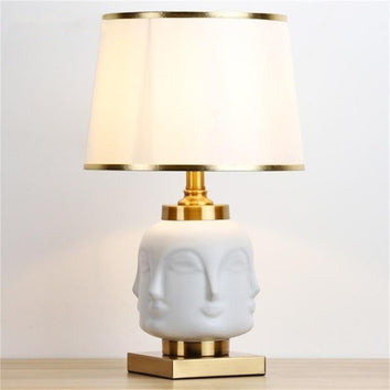 Lampe de table céramiques blanc et dorée