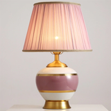 Lampe de table en céramique abat-jour de couleur rose