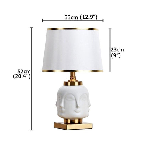 Lampe de table céramiques blanc et dorée