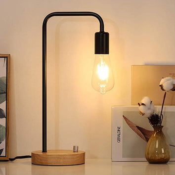 Lampe de bureau minimaliste base en bois
