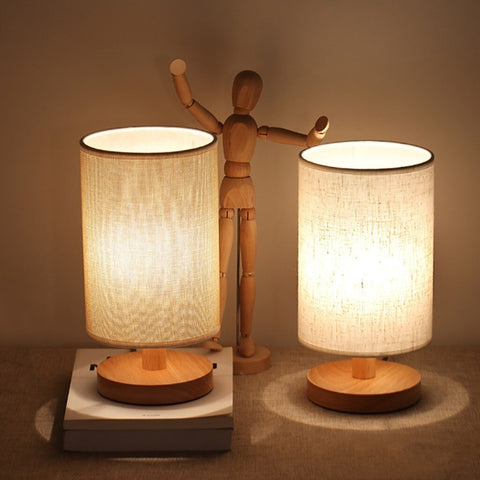 Lampe de chevet en bois et tissu ambiante