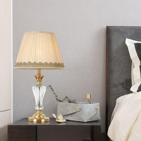 Lampe de chevet abat-jour couleur champagne