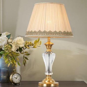 Lampe de chevet abat-jour couleur champagne