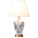 Lampe de table en céramique bleu et blanche