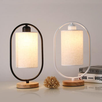 Lampe de bureau simple avec base en bois