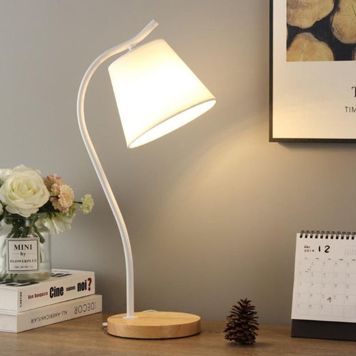 Lampe de bureau moderne base en bois