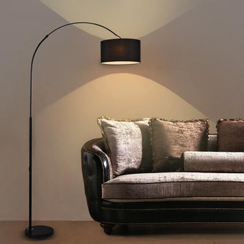 Lampadaire cintré réglable en forme de pêche noir
